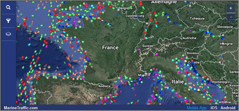 trafic maritime en temps réel